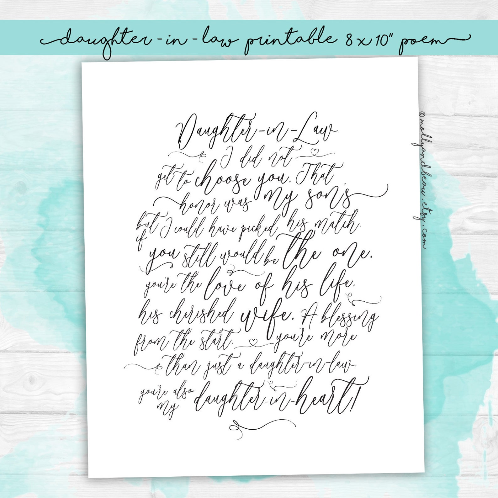 Daughter-In-Law Printable Poem 8x10 Daughter in law | Etsy