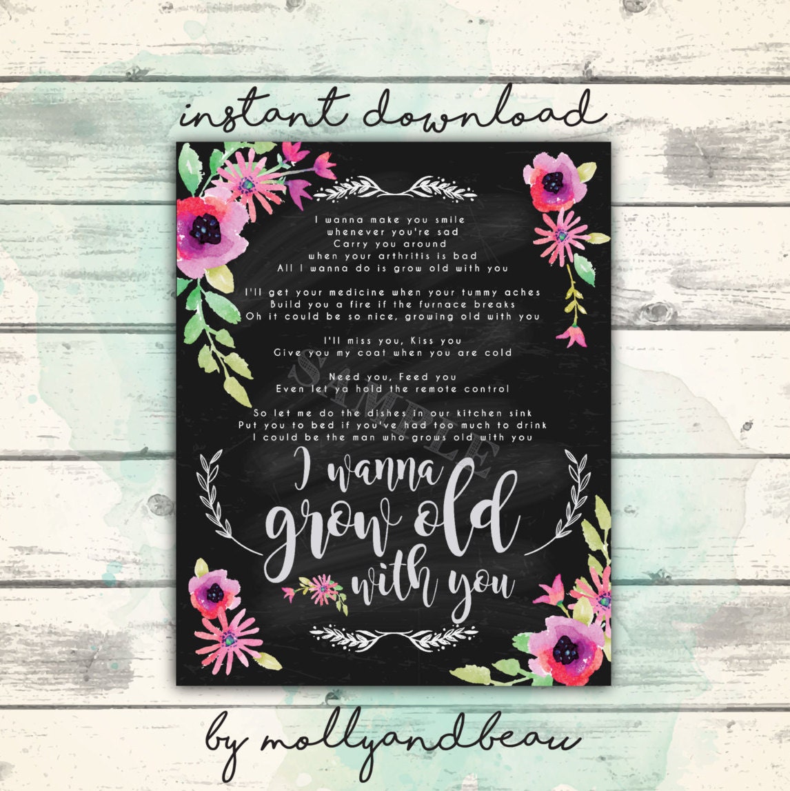 I Wanna Grow Old with You Grow Old Together Quote Cute Etsy