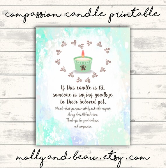 Compassion Candle Sign for Vet Office Saying Goodbye to a Pet If this