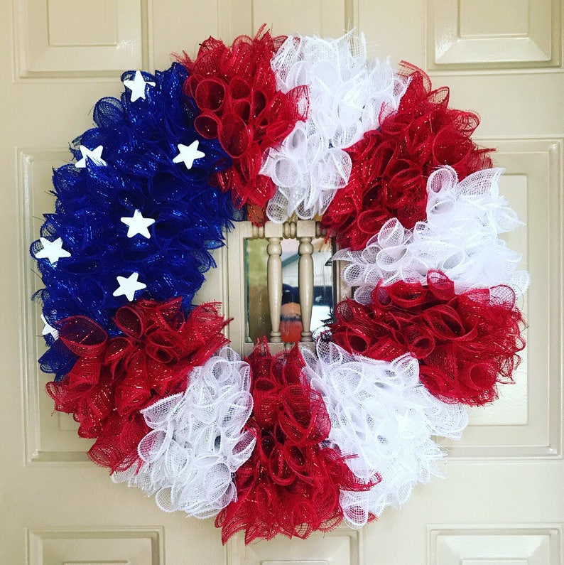 USA Wreath Patriotic Wreath 4th of July Wreath Americana image 1