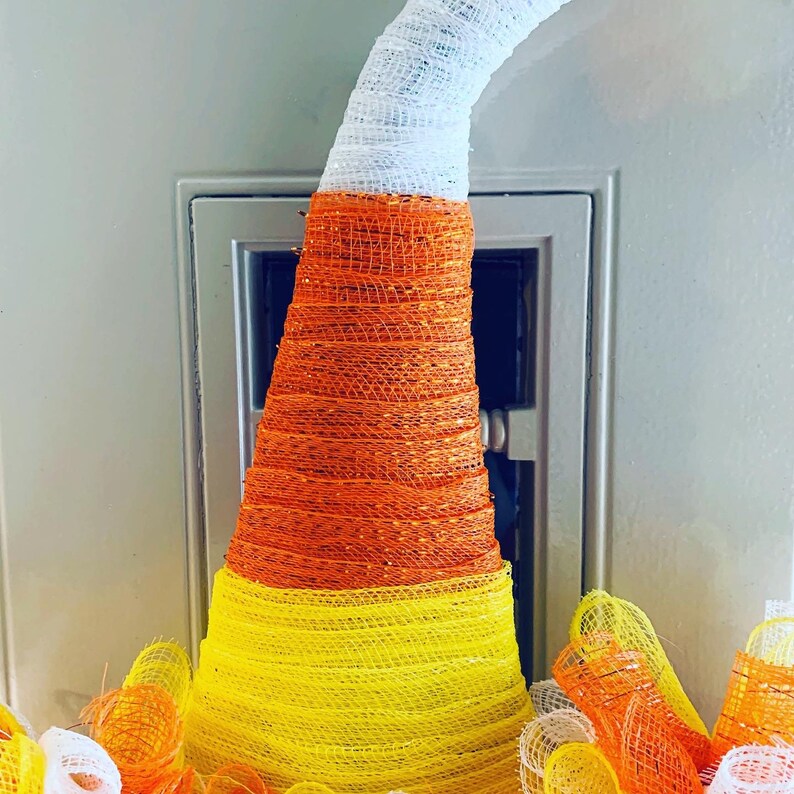 Candy Corn Witch Hat Wreath Halloween Wreath Witch Hat Etsy