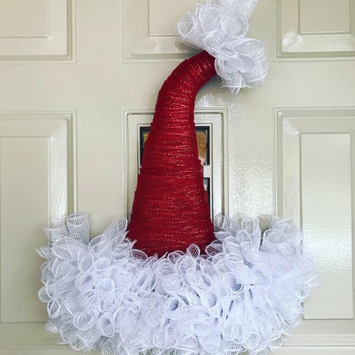 Christmas Wreath Santa Wreath Santa Hat 