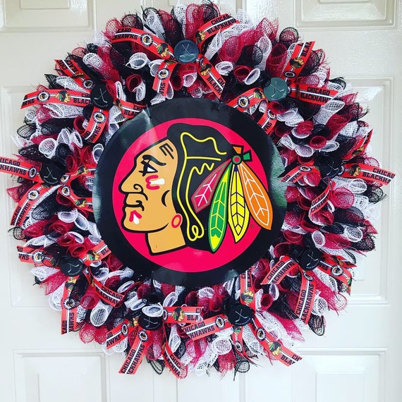 Chicago Blackhawks Wreath Nhl Wreath Hockey Wreath Deco Etsy