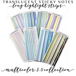 Translucent Sticky Notes - LONG Highlight Strips - MultiColors 3.0
