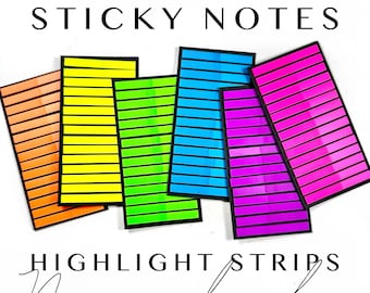 Transparent Sticky Notes - Short Highlight Strips - Single Neon Colors