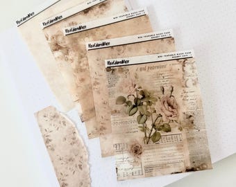 Naklejki z papieru washi do rozrywania – ćwierć arkusza – styl shabby chic