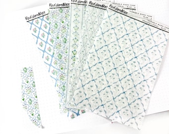 Naklejki z papieru washi do rozrywania – Grandmillenial – niebieskie