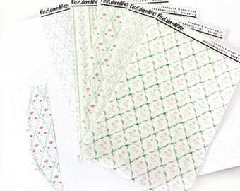 Naklejki z papieru washi do rozrywania - Grandmillenial - zielone