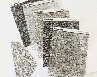 Naklejki z papieru washi do rozrywania – rozmiar ćwiartki arkusza – kamień
