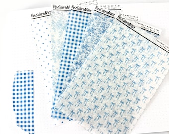 Naklejki z papieru washi do rozrywania – Preppy Blue