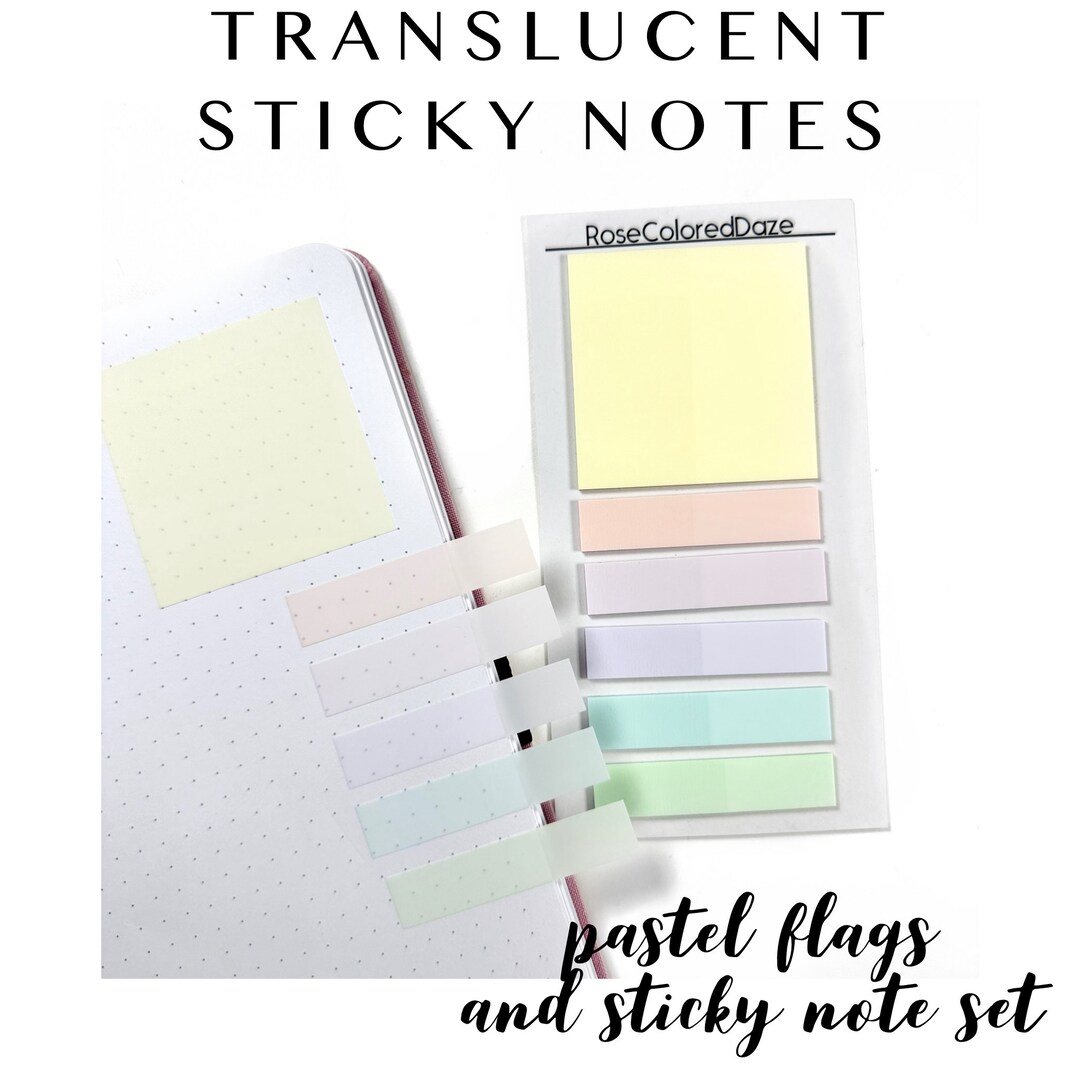 Translucent Sticky Notes Pastel Flags and Sticky Note Set - Etsy