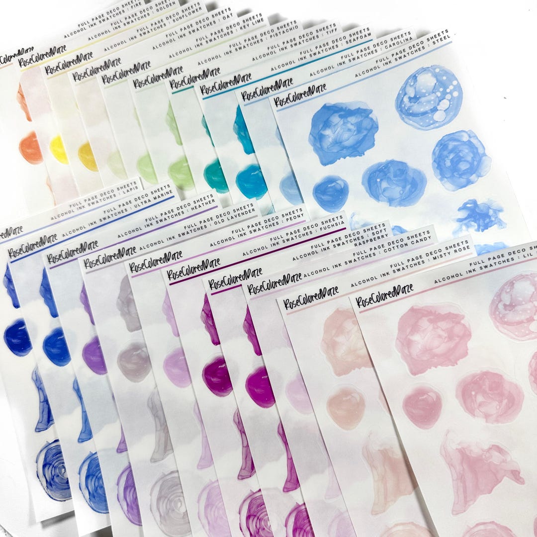 Transparent Matte Stickers - Alcohol Ink Swatches - Summer Collection ...