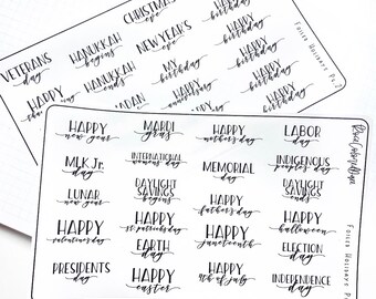 Foiled Holiday Planner Stickers, Stickers, Foiled Stickers