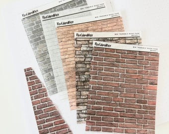 Naklejki z papieru washi do rozrywania – rozmiar ćwiartki arkusza – cegły