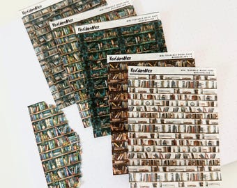Naklejki z papieru washi do rozrywania – rozmiar ćwierć arkusza – regały na książki