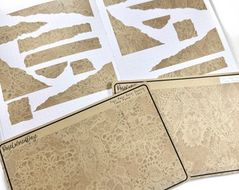 Craft Paper Sticker Sheets - Torn Paper - Lace