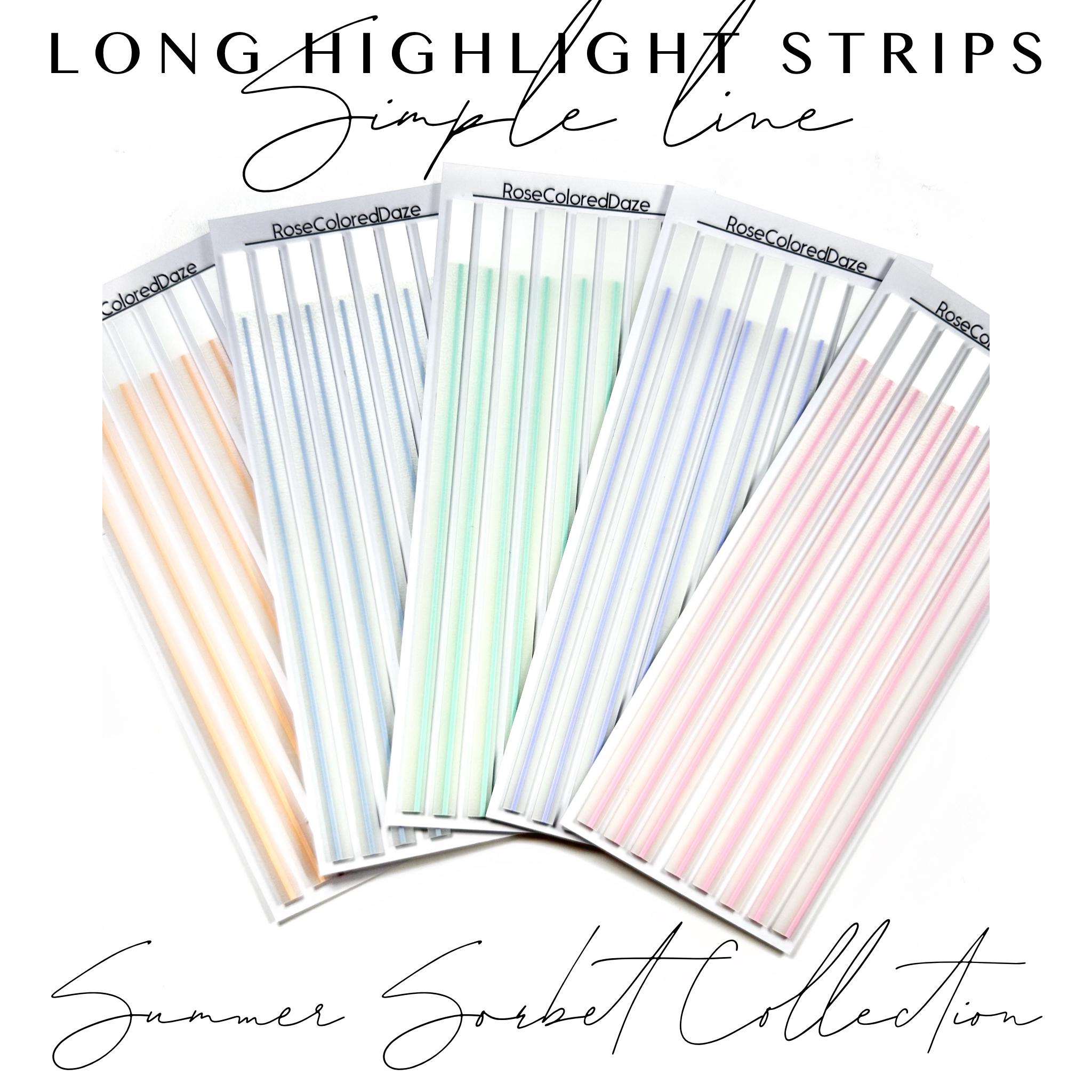 LONG Highlight Strips - Simple Line - Summer Sorbet Colors