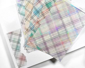 Naklejki z papieru washi - Rozrywalna strona washi - Wiosenne kratki - Naklejki do planera - Naklejki do albumu - Naklejki Bujo