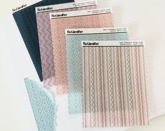 Naklejki z papieru washi do rozrywania – rozmiar ćwiartki arkusza – dzianiny wiosenne