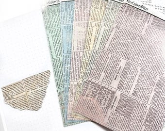 Naklejki z papieru washi - Rozrywalna strona washi - Vintage Newspaper - Pastele wiosenne - Naklejki do planera - Naklejki do albumu - Naklejki Bujo