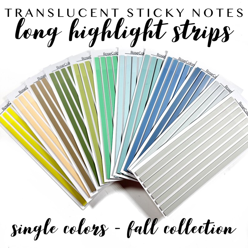 Long Hightlight Strip Sticky Notes Single Colors Fall Colors image 1