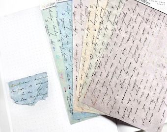 Naklejki z papieru washi - Rozrywalna strona washi - Vintage Script - Pastele wiosenne - Naklejki do planera - Naklejki do albumu - Naklejki Bujo