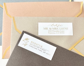 Floral Design White Matte Custom Return Address Labels, 30 Label Stickers, Wedding Mailing Labels, Envelope Address Label Stickers