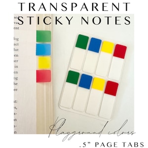 Transparent Page Flags/Page Tabs - .5&quot; Tabs - Playground Collection Colors