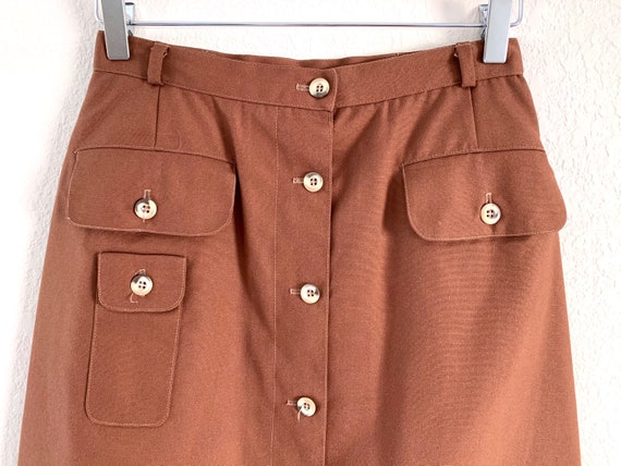 Vintage 70’s Evan Picone brown button front midi … - image 2