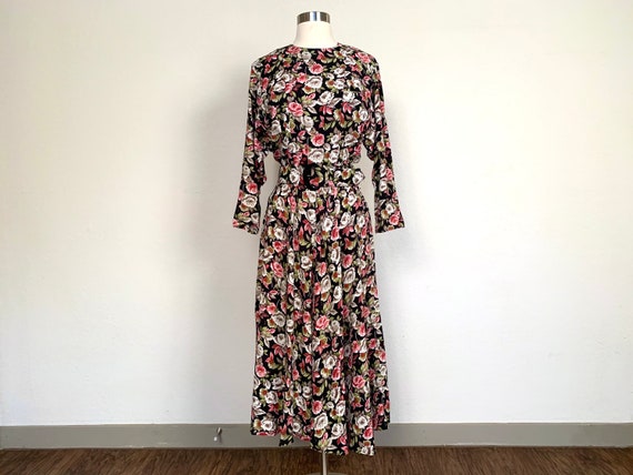 Vintage 1980’s P.J. Klein floral long dress size … - image 1