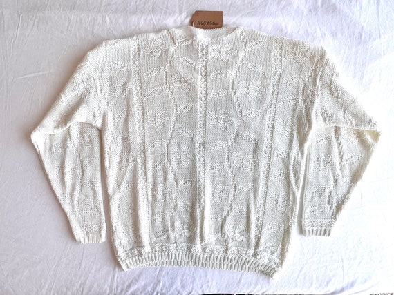 Vintage 1990s Bobbie Brooks cozy white v-neck swe… - image 3