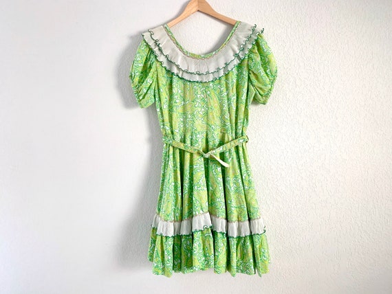 green flounce dress Flounce Sleeve Midi Dress main image 1