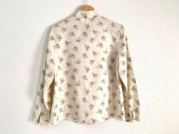 Vintage 1980’s Lady Arrow floral pussy bow blouse… - image 4