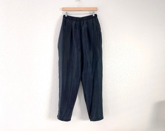 Spodnie dresowe damskie unisex w kolorze czarnym SILK rozmiar S / antracytowo-czarne, z wysokim stanem i zwężaną prostą nogawką, z kieszeniami, do biegania