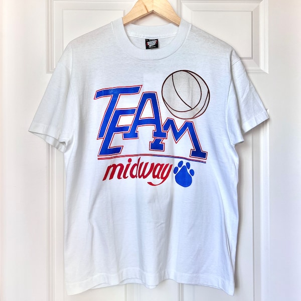 Vintage 1990s Team Midway t-shirt size large L 90s Screen Stars Best 50/50 Waco Midway basketball sport graphic tee short sleeve crew neck