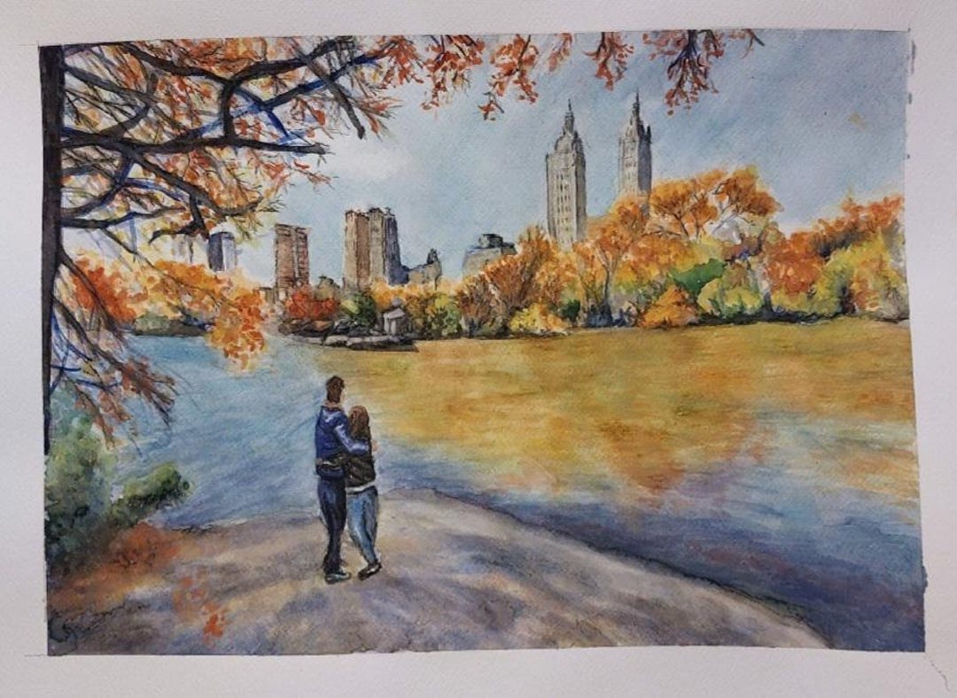 Custom Watercolor Landscape Painting: Hand-painted Anniversary Gift ...