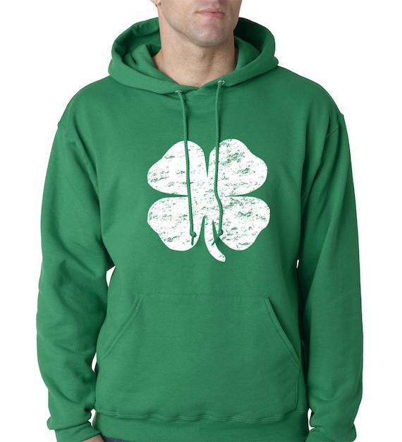 Three Leaf Clover Distressed Irish St Patrick/'s Day Mens Hoodie Sweatshirt