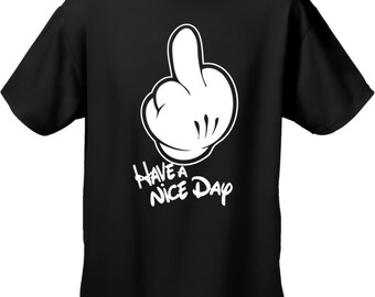 Cartoon Hands "Have A Nice Day" Men's T-Shirt - #B206