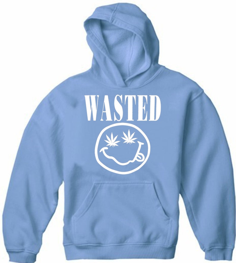 Wasted Pot Leaf Smiley Face Adult Hoodie #2235a