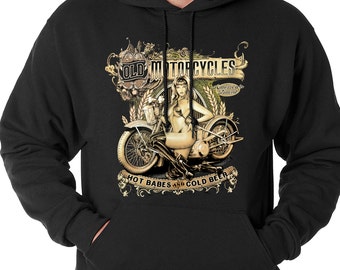 Hot Babes and Cold Beer Biker Adult Mens Hoodie #B580