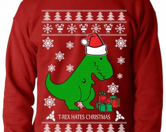 Pull de Noël laid, T-Rex déteste Noël