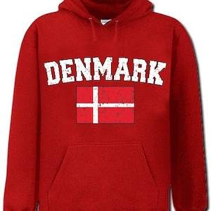 Denmark Vintage Flag International Hoodie - #DEN-02