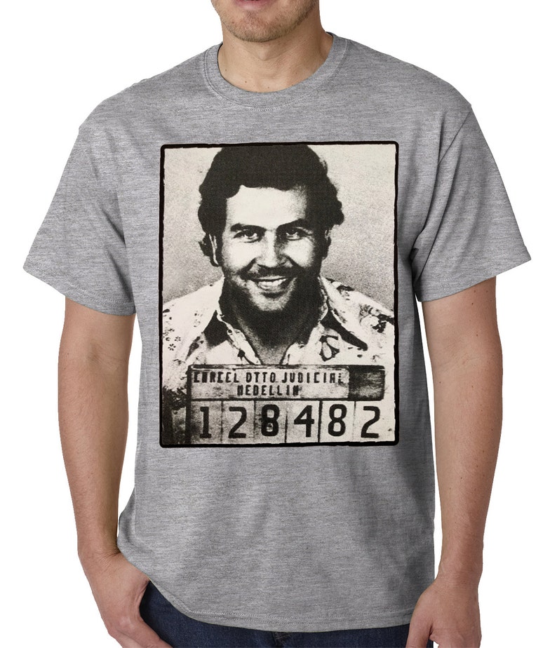 Pablo Escobar Smiling Mug Shot Mens T-shirt B628 image 4