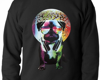 Disco Pug Adult Mens Crewneck Sweatshirt #C16