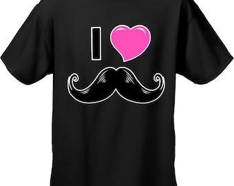 I Love Mustache Men's T-Shirt - #1408