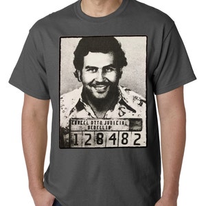 Pablo Escobar Smiling Mug Shot Mens T-shirt B628 image 3