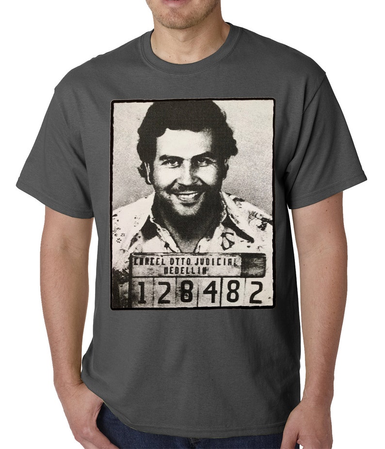 Pablo Escobar Smiling Mug Shot Mens T-shirt B628 image 3