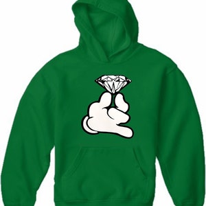 Cartoon Hand With Diamond Adult Hoodie - #2121