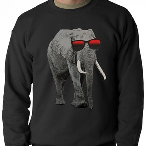 Elephant Wearing Sunglasses Adult Mens Crewneck Sweatshirt #423