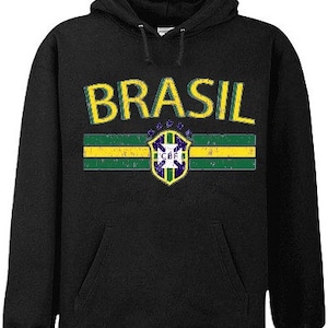 Brasil Vintage Shield International Mens Hoodie - #BRA-01